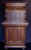 118 - Walnut Victorian Dental Cabinet with marble insert, 70in. T, 36in. W, burl trim, ca. 1870.