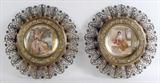 351 - Pair of Bronze Mounted German Porcelain Wall Plaques, with beautiful filigree, 18in. Dia.