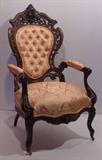 102 - Laminated Rosewood Meeks Arm Chair, Hawkins Pattern, ca. 1855.