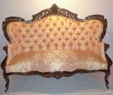 100 - Laminated Rosewood Meeks Sofa w Suit, Hawking Pattern, ca. 1855.