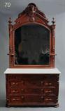 115 - Walnut Victorian Marble Top Dresser by Thomas Brooks, 8ft. Tall, ca. 1870.