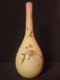 147a - Burmese Peachblow Bud Vase, applied floral painting, signed Webb, 10in. T.
