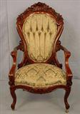 111 - Rosewood Rococo Parlor Arm chair, rosalie with grapes, 42in. T, 25in. W, 23in. D, ca. 1855.