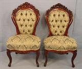 112 - Set of 4 Rosewood Rococo Side Chairs, rosalie with grapes by J.H. Belter, ca. 1855, 35in. T, 19in. W, 18in. D.