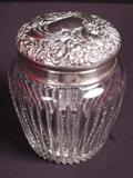179 - Victorian Cut Glass Jar with Sterling Embossed Cap.