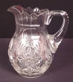 186 - Brilliant Cut Glass pitcher with applied handle, 10in. T
