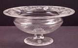 191 - Brilliant Cut Glass Bowl on Stand, engraving and etched, beautiful design, 10in.