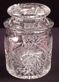 193 - Brilliant Cut Glass Biscuit Jar with lid, pin wheel cut.
