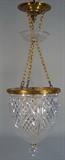 350 - Bronze and Cut Glass Hanging Hall Light on chains.