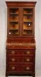 310 - Unusual Extra Small Walnut Victorian Cylinder Roll Secretary in original finish, 31in. W, 19in. D, 79in. T, ca. 1870.