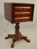 405 - Mahogany 3 Drawer Drop Leaf Work Stand in Federal style, ca. 1880.