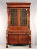 400 - Period Mahogany Empire Secretary in original finish with individual glass in doors, 90in. T, 49in. W, 25in. D, ca. 1940.