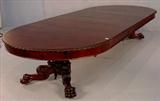 411 - Mahogany 60in. Acanthus Carved Banquet Table with gadrooned edge and skirted gadrooned leaves.