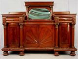 200 - Large Federal Mahogany sideboard with fan pattern doors, 64in. T, 83in. W, 26in. D.