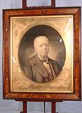 230 - American Victorian Chalk on Canvas, large original frame, signed Gillam on back, dated 1876, 42in. T, 36in. W.