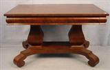238 - Large Double Column Empire Library Table, 2 drawers, mahogany, ca. 1890, 48in. W, 30in. D, 30in T.