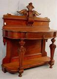 274 - Victorian Walnut Server, tall and big carved back splash, att. to Berkey and Gay, Grand Rapids MI, ca. 1870, 48in. W, 52in. T, 19in D.