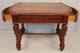 273 - Oversized N.Y. Center Table with inset marble top, unique 2 drawers that slide out the ends, ca. 1870, probably Brooks N.Y. 46in W, 28in. D, 30in H.