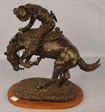 291 - Bronze Frederic Remington - Rattlesnake, stamped 1981, museum collection 8231000 Cecil Golding Collection, 19in. T, 18in. W.