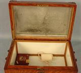 294 - Quarter Sawn Oak Humidor Box with brass corners and rare porcelain lined interior, ca. 1890, 16in. W, 10in. D, 7in. T.