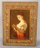 289 - KPM Painting on Porcelain, artist signed, R Dittrch, double stamped KPM, painting in later frame, 14in. X 11in.