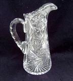 603 - Cut Glass Pitcher with applied handle, 11in T.