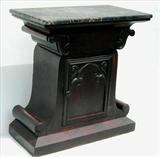 609 - Period Flamed Mahogany Empire Ham Table with black and gold marble, ca. 1840, 33in. W, 35in. T, 18in. D.