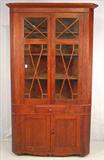 509 - Walnut Primitive Corner Cabinet, all pegged together, 85in. T, 47in. W, 27in. D, ca. 1840.