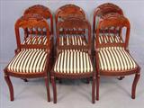 508 - Set of 6 Mahogany Empire Dining Chairs with spindle back, carved crown, ca. 1850.