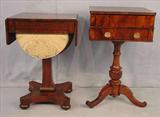 526 - Victorian Rosewood Sewing Table with thread drawer, ca. 1850,
29in. T, 20in. W, 19in. D.
527 - Rosewood Victorian Sewing Stand on 3 leg base, 32in. T, 19in.