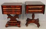 521 - Mahogany Empire Work Table with 2 drawers, ca. 1840.
522 - Mahogany Empire Work Table, drop leaf and 2 drawers, ca. 1840.