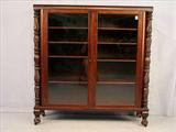 541 - Mahogany Empire Bookcase with Acanthus Carved Columns and claw Feet, 56in. T, 54in. W, 14in. D, ca. 1880.