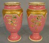 552 - Pair of Old Paris Pink Vases converted to Lamps, ca. 1880, 13in. T.