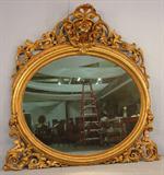 491 - Gold Oval Over The Mantle Mirror, 75in. T, 70in. W.