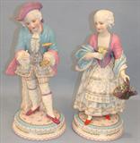 708 - Pair of Meissen Victorian Figurines, very colorful, 14in. tall, ca. 1860