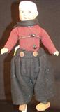 2502 - Schoenau & Hoffmeister, Bisque Head, Dutch Boy Doll with original clothes and wooden shoes (hair & eyes need repair)