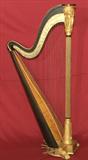 404 - 19th Century, Rosewood & Satinwood Harp with ladies in partial relief by Browne & Buckwell, NY