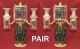 400 - Extraordinary Pair of Victorian, Gilt & Patinated Bronze Argand Lamps, 32in. tall, signed I & I Cox, NY