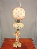 1500 - Figural, Dresden GWTW Lamp, 29in. tall, ca. 1880