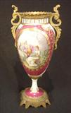 138 - Miniature, Victorian, Sevres Urn with bronze mounts, 9in. tall