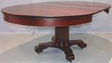 180 - Mahogany, Empire, 3-leaf, Breakfast Table, signed Hastings, 48in. wide, 75.5in. long