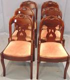 210 - Set of 6, Mahogany, Empire, Saber-leg Dining Chairs with carved crowns