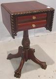 219 - Mahogany, Federal-style, 2-drawer, Drop-leaf, Work Stand with claw feet