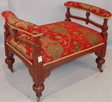 251 - Walnut, Victorian, Double-armed, Vanity Bench