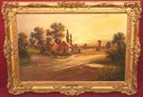 477 - 19th Century, Oil on Canvas of Farm, signed by artist
