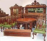 1 - 108-111- 1911 Norman Suite by Oriel Cabinet Company and & 112 - Set of 12 Irish Chippendale Dining Chairs