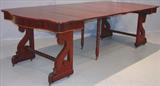 105 - Mahogany, Federal Dining Table with claw feet and accordion fold, dated 1819 Philadelphia, PA, 8ft. 2in. long, 46.75in. wide
