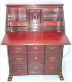 161 - Mahogany, Drop-front Secretary with winged-carved griffins in lid, attr. to Horner, 40.5in. tall, 30in. wide, 19in. deep (open)