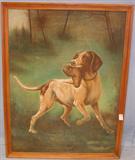 172 - Oil on canvas of bird dog