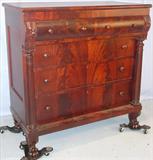 200 - Period, Mahogany, Empire, 5-drawer Chest with claw feet